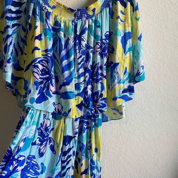 Lilly Pulitzer Arbelle Ylang Ylang Love Off Shoulder Floral Tropical Romper Sz S - Picture 10 of 12